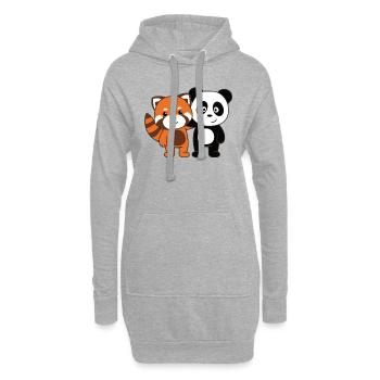 Panda roux avec panda mignon amoureux des animaux pour les enfants - Sweat-shirt à capuche long Femme - gris chiné - Devant