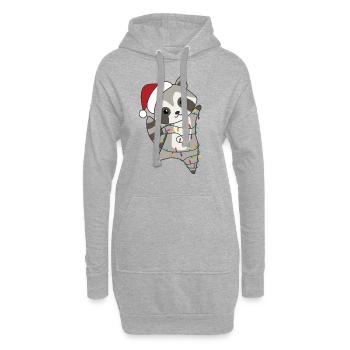 Raccoon Christmas Snow Winter Raccoons - Hoodie Dress - heather grey - Front