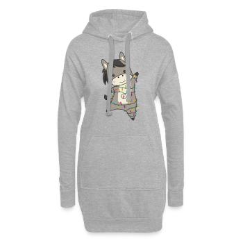 Ânes Noël Ânes Animaux d’hiver - Sweat-shirt à capuche long Femme - gris chiné - Devant