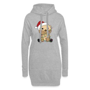 Otter Weihnachten Schnee Winter Tiere Otter - Hoodie-Kleid - Grau meliert - Vorne
