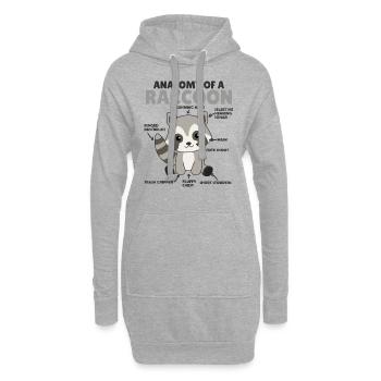 süßer Waschbär Erklärung Anatomy of a raccoon - Hoodie-Kleid - Grau meliert - Vorne