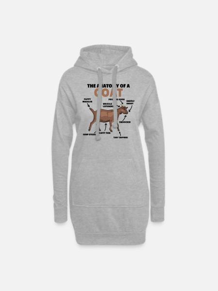 Anatomie einer Ziege süße Ziegen Erklärung - Hoodie-Kleid - Grau meliert