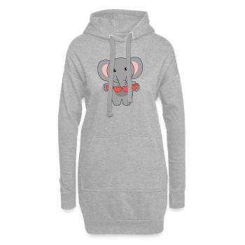 Éléphant pour la Saint-Valentin doux animaux avec des cœurs - Sweat-shirt à capuche long Femme - gris chiné - Devant