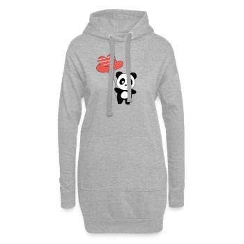 Panda süße Tiere mit Herzen Ballons zu Valentine - Hoodie-Kleid - Grau meliert - Vorne