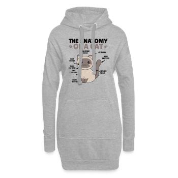 the anatomy of a cat Erklärung einer Katze - Hoodie-Kleid - Grau meliert - Vorne