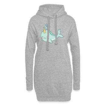 Narval baleine douce océan licorne kawaii narvals - Sweat-shirt à capuche long Femme - gris chiné - Devant