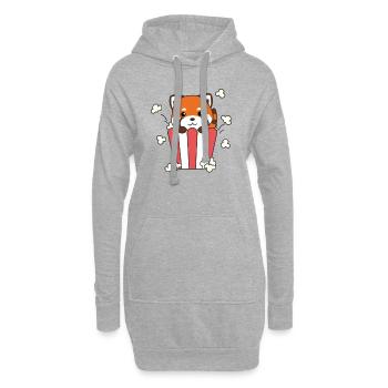 Red Panda Popcorn Time jeu de mots amusant - Sweat-shirt à capuche long Femme - gris chiné - Devant