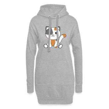 Kawaii Cat Mignon Manga Anime Cats - Sweat-shirt à capuche long Femme - gris chiné - Devant