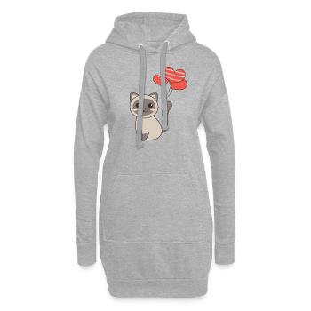 Chat siamois kawaii chats animaux mignons pour les enfants - Sweat-shirt à capuche long Femme - gris chiné - Devant