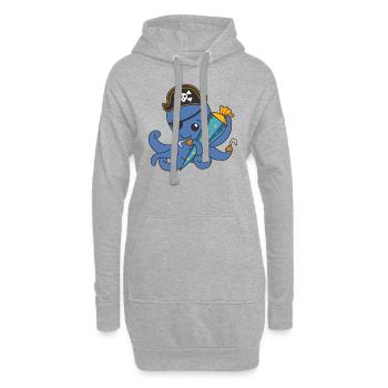 Pirate Octopus School School Children School Bag - Sweat-shirt à capuche long Femme - gris chiné - Devant