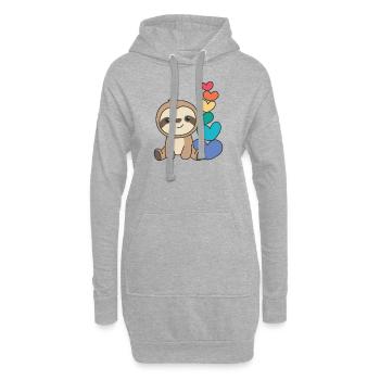 Rainbow Flag Gay Pride LGBTQ Herzen Faultier - Hoodie-Kleid - Grau meliert - Vorne