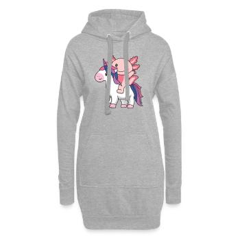 Bi Flag Pride LGBTQ Axolotl auf Einhorn - Hoodie-Kleid - Grau meliert - Vorne