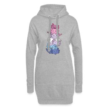 Bigender Flag Bi Pride LGBTQ Axolotl - Sweat-shirt à capuche long Femme - gris chiné - Devant