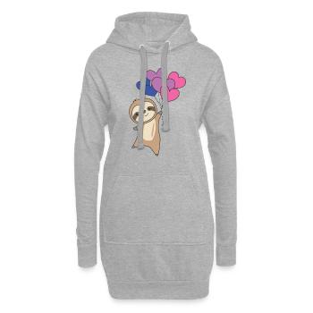 Bi Flag Gay Pride LGBTQ Herzen Faultier - Hoodie-Kleid - Grau meliert - Vorne