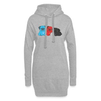 Polyamory Flag Mops Pride LGBTQ süße Hunde - Hoodie-Kleid - Grau meliert - Vorne