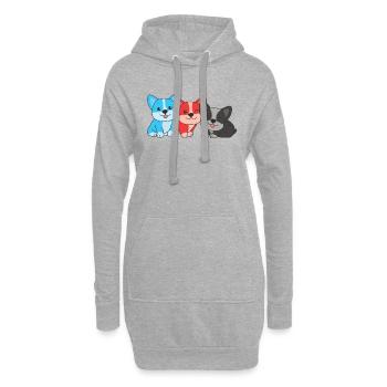 Polyamory Flag Corgi Pride LGBTQ süße Hunde - Hoodie-Kleid - Grau meliert - Vorne