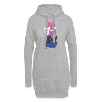 Genderfluid Flag cat Pride LGBTQ süße Katze - Hoodie-Kleid - Grau meliert - Vorne