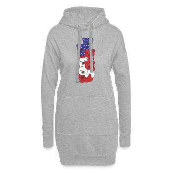 Bär für den vierten Juli USA Flagge Axolotls - Hoodie-Kleid - Grau meliert - Vorne