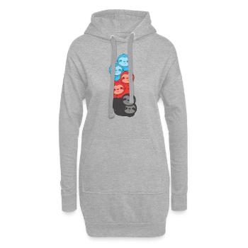 Polyamory Flag Pride LGBTQ süßer Faultier Haufen - Hoodie-Kleid - Grau meliert - Vorne