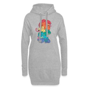 Drapeau arc-en-ciel Gay Pride LGBTQ Chameleon Bunch - Sweat-shirt à capuche long Femme - gris chiné - Devant