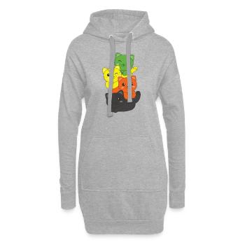 aromantic Flag Pride LGBTQ süßer Katzen Haufen - Hoodie-Kleid - Grau meliert - Vorne