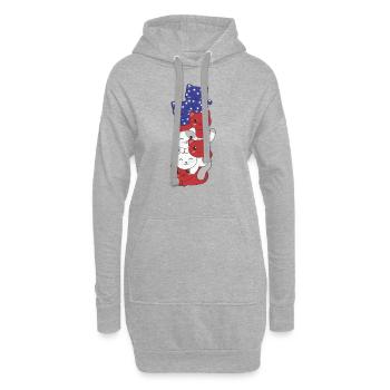 Katze für den vierten Juli USA Flagge Katzen - Hoodie-Kleid - Grau meliert - Vorne