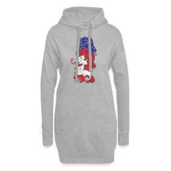 Chamäleon für den vierten Juli USA Flagge - Hoodie-Kleid - Grau meliert - Vorne