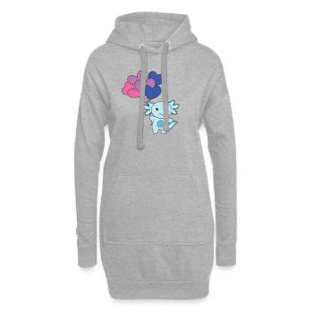 Bi Flagge Ballon Herz Pride LGBTQ Axolotl - Hoodie-Kleid - Grau meliert - Vorne