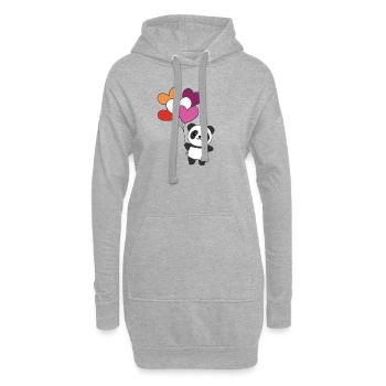 Lesbische Flagge Ballon Herzen Pride LGBTQ Panda - Hoodie-Kleid - Grau meliert - Vorne