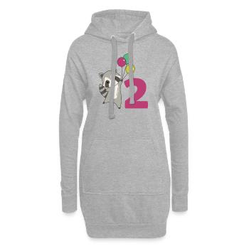 Waschbär zweiter Geburtstag Luftballons für Kinder - Hoodie-Kleid - Grau meliert - Vorne