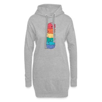 Rainbow Flag Gay Pride LGBTQ Hippo süßer Hippo - Hoodie-Kleid - Grau meliert - Vorne