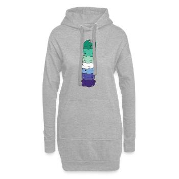 Male Gay Flag Pride LGBTQ süße Hippo - Hoodie-Kleid - Grau meliert - Vorne