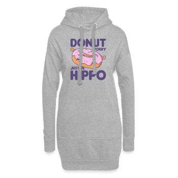 Drôle d’Hippo Donut Word Game Kawaii Esthétique - Sweat-shirt à capuche long Femme - gris chiné - Devant