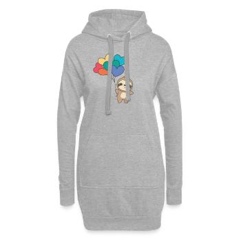 Regenbogen Herzen Pride LGBTQ Luftballons Faultier - Hoodie-Kleid - Grau meliert - Vorne
