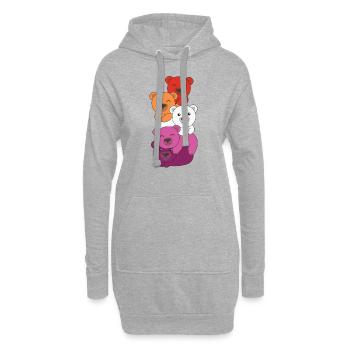 Lesbian Flag Pride LGBTQ Mignon Bear Bunch - Sweat-shirt à capuche long Femme - gris chiné - Devant