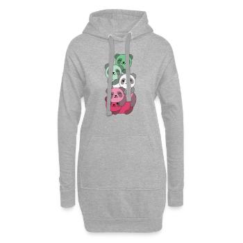 abrosexuell Flag Pride LGBTQ süßer Panda Haufen - Hoodie-Kleid - Grau meliert - Vorne