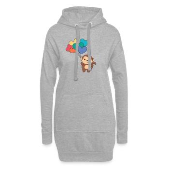 Regenbogen Herzen Pride LGBTQ Luftballons Affe - Hoodie-Kleid - Grau meliert - Vorne