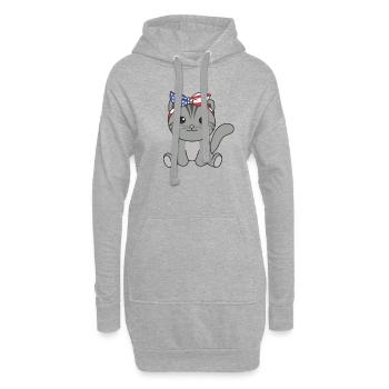 4 juillet chat américain pour enfants mignon chat américain - Sweat-shirt à capuche long Femme - gris chiné - Devant