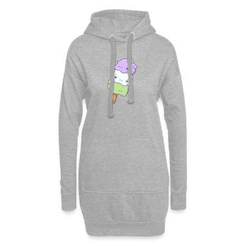 Drôle Hippo Mochi Mignon Kawaii Esthétique - Sweat-shirt à capuche long Femme - gris chiné - Devant