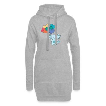 Regenbogen Herzen Pride LGBTQ Luftballons Axolotl - Hoodie-Kleid - Grau meliert - Vorne