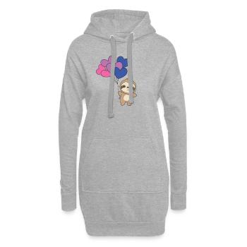 Bi Flagge Ballon Herz Pride LGBTQ Faultier - Hoodie-Kleid - Grau meliert - Vorne