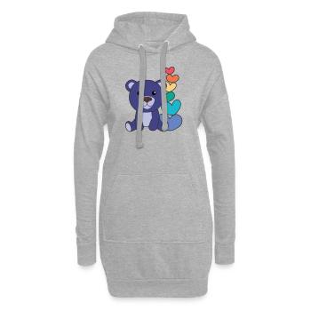 Regenbogen Herzen Pride LGBTQ süße tiere Bär - Hoodie-Kleid - Grau meliert - Vorne