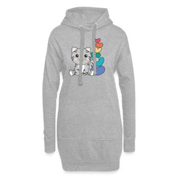 Regenbogen Herzen Pride LGBTQ süße tiere Katze - Hoodie-Kleid - Grau meliert - Vorne
