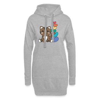 Regenbogen Herzen Pride LGBTQ süße tiere Katze - Hoodie-Kleid - Grau meliert - Vorne