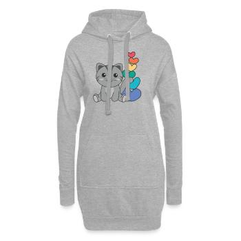Regenbogen Herzen Pride LGBTQ süße tiere Katze - Hoodie-Kleid - Grau meliert - Vorne