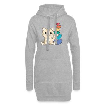 Regenbogen Herzen Pride LGBTQ süße tiere Katze - Hoodie-Kleid - Grau meliert - Vorne