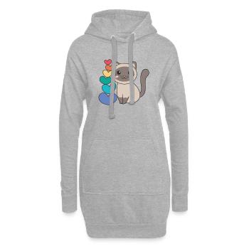 Regenbogen Herzen Pride LGBTQ süße tiere Katze - Hoodie-Kleid - Grau meliert - Vorne