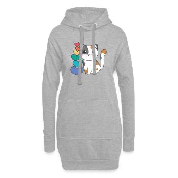 Regenbogen Herzen Pride LGBTQ süße tiere Katze - Hoodie-Kleid - Grau meliert - Vorne