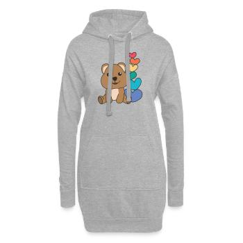 Regenbogen Herzen Pride LGBTQ süße tiere Quokka - Hoodie-Kleid - Grau meliert - Vorne