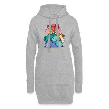 Rainbow Flag Gay Pride LGBTQ Einhorn süßes Einhorn - Hoodie-Kleid - Grau meliert - Vorne